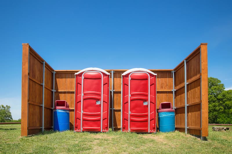 Short-term porta potty units staged for delivery in Davis, California